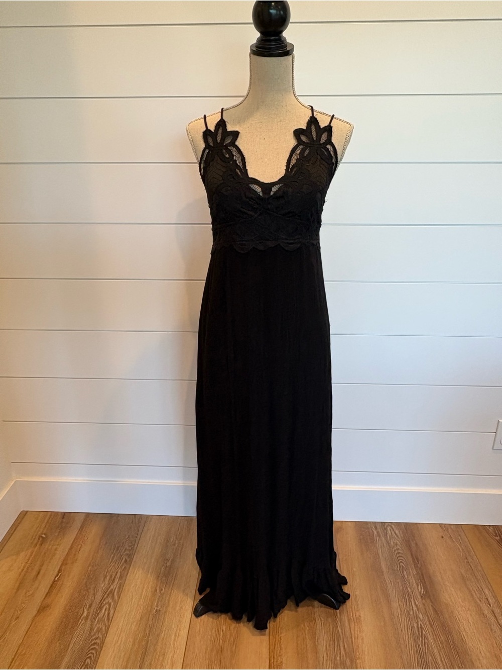 Rue21 Black Lace Trim Maxi Dress With Adjustable Spaghetti Straps SZ Junior XL